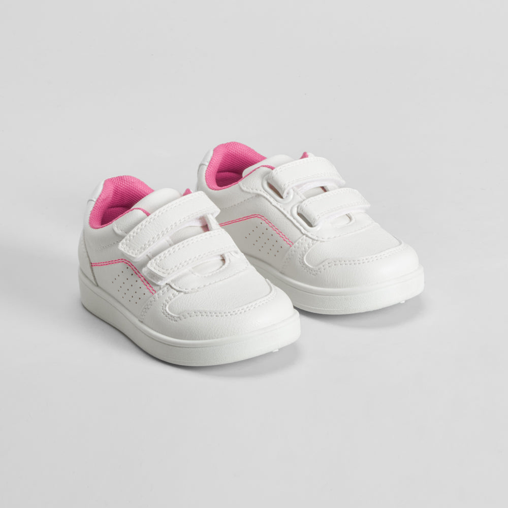 Deportiva con velcro bebé blanca y rosa UTWO