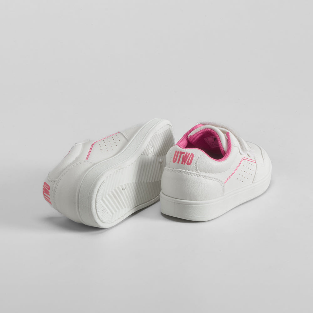 Deportiva con velcro bebé blanca y rosa UTWO
