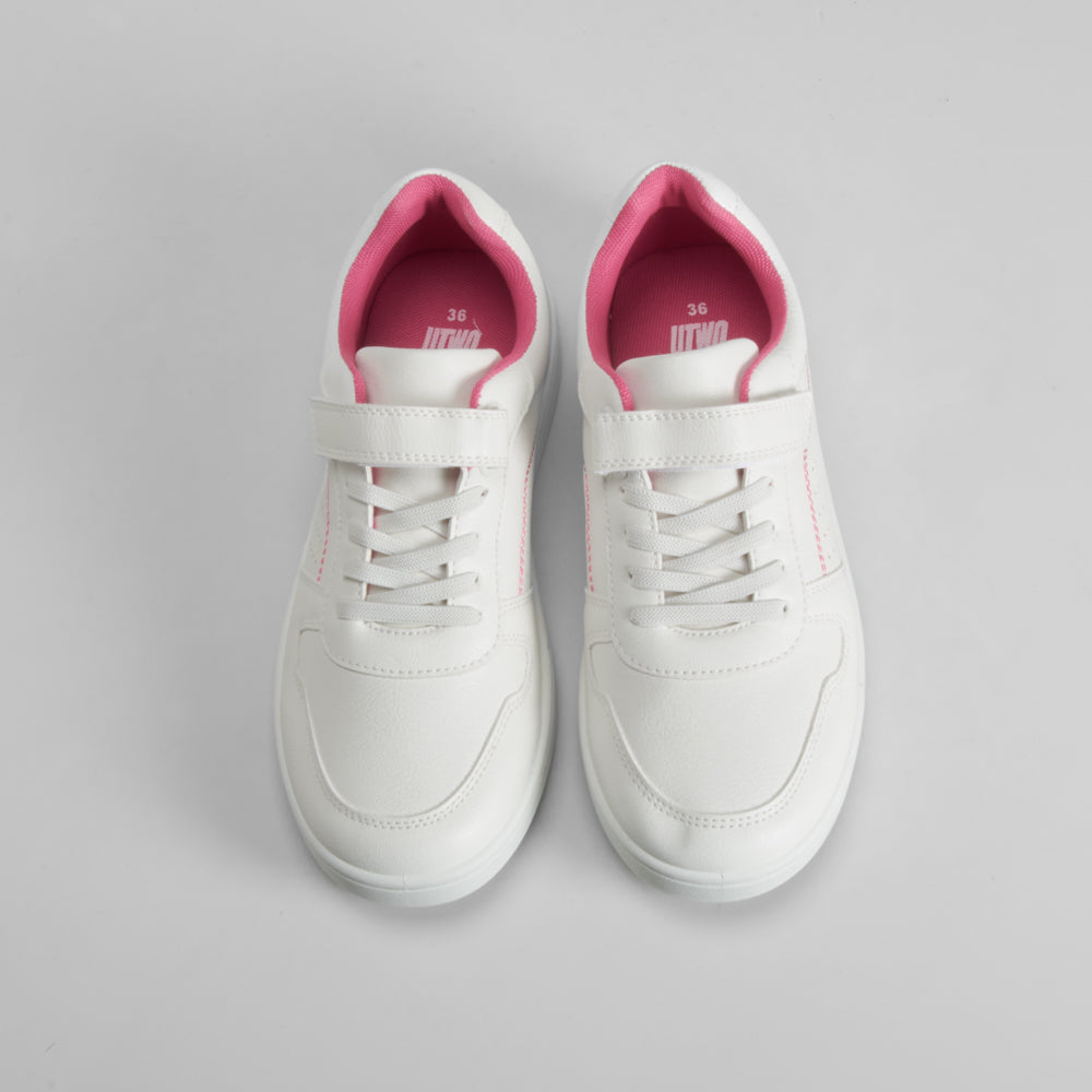 Deportiva con velcro blanca y rosa UTWO