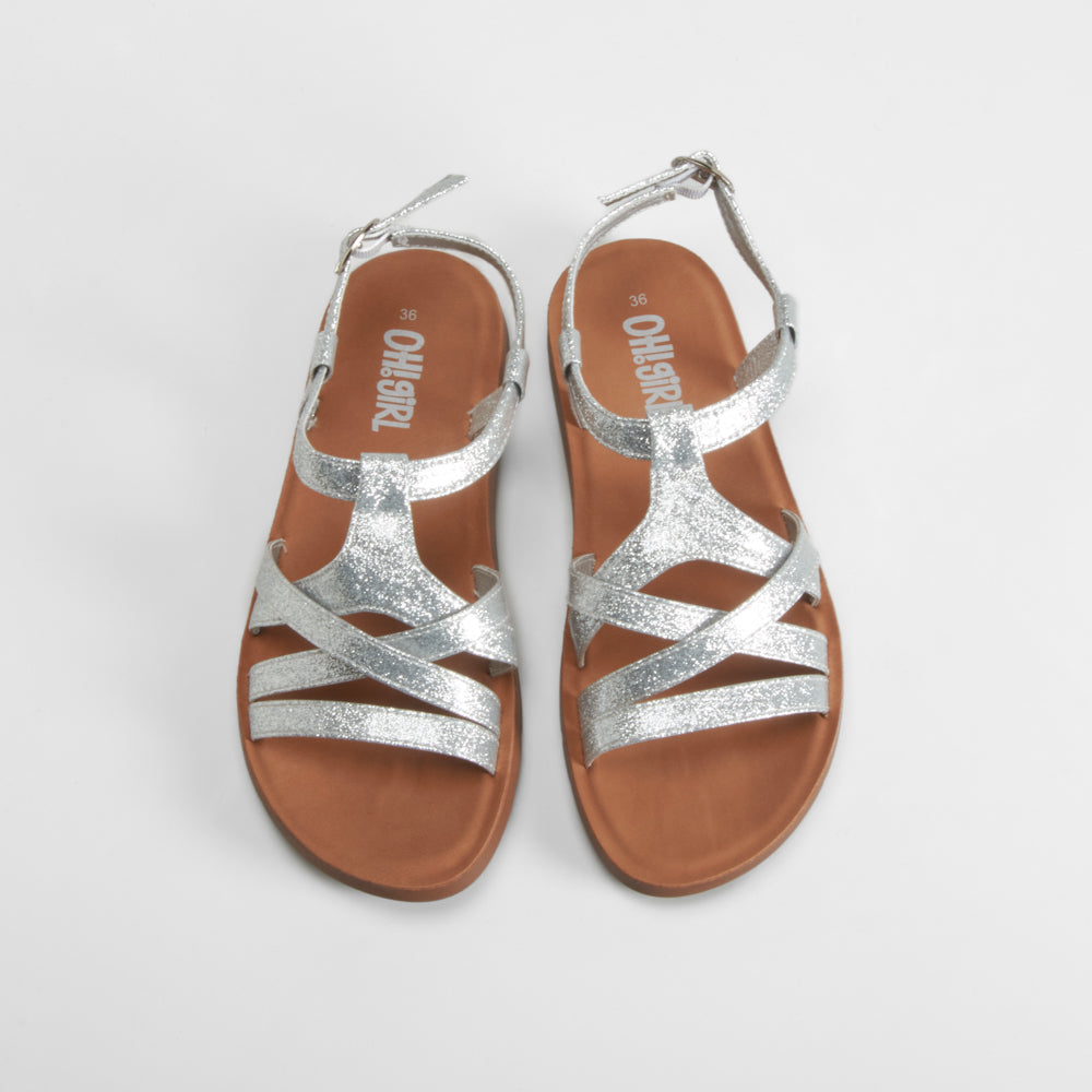 Sandalia de tiras glitter plata OH GIRL