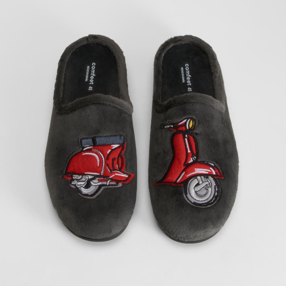 Zapatilla de casa abierta moto gris COMFEET