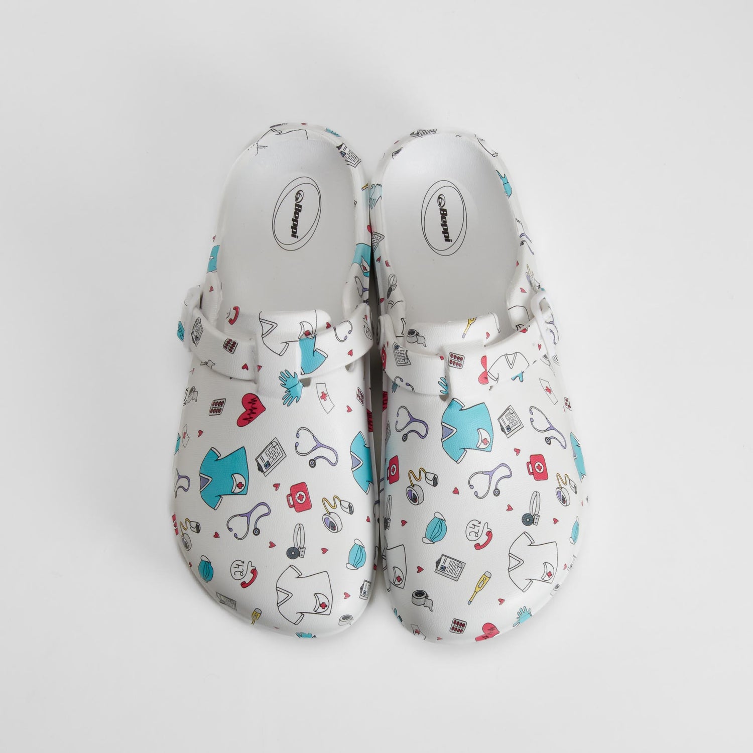 Zueco enfermera estampado sanitario blanco BEPPI