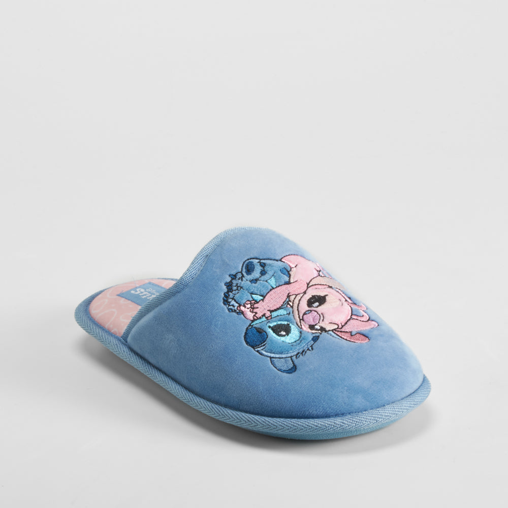 Zapatilla casa bordada azul STITCH