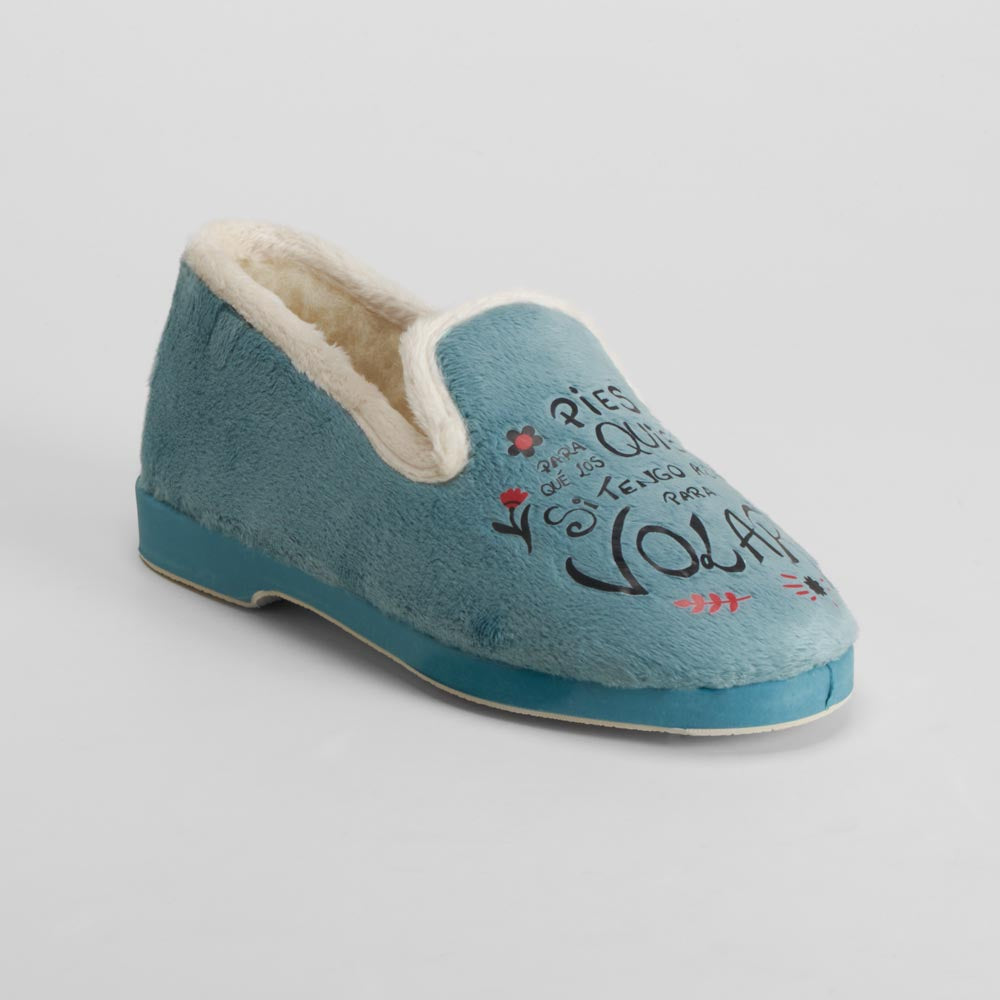 Zapatilla de casa Frida ilustrada verde COMFEET