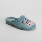 Zapatilla casa azul gatos ilustrada OLYNE