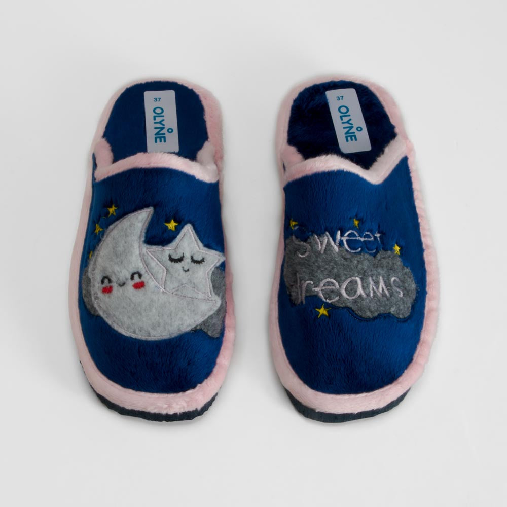Zapatilla de casa noche azul OLYNE