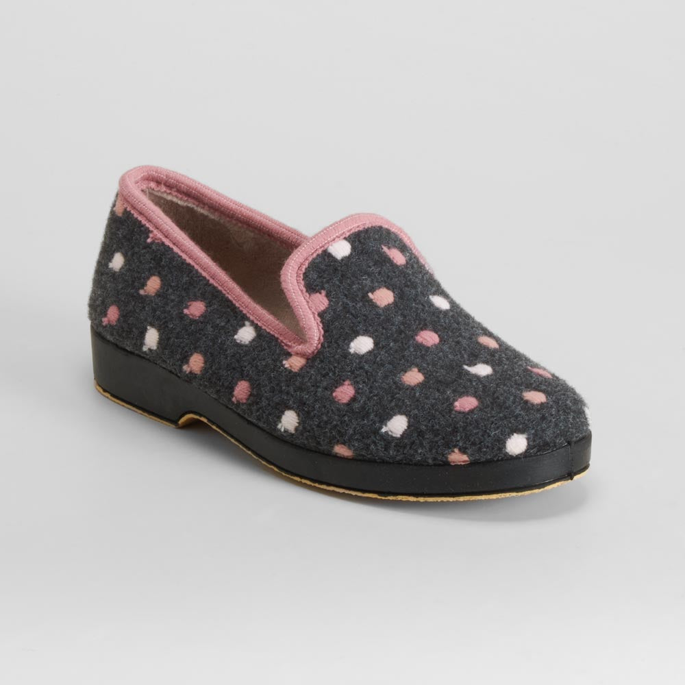 Zapatilla de casa cerrada gris lunares OLYNE