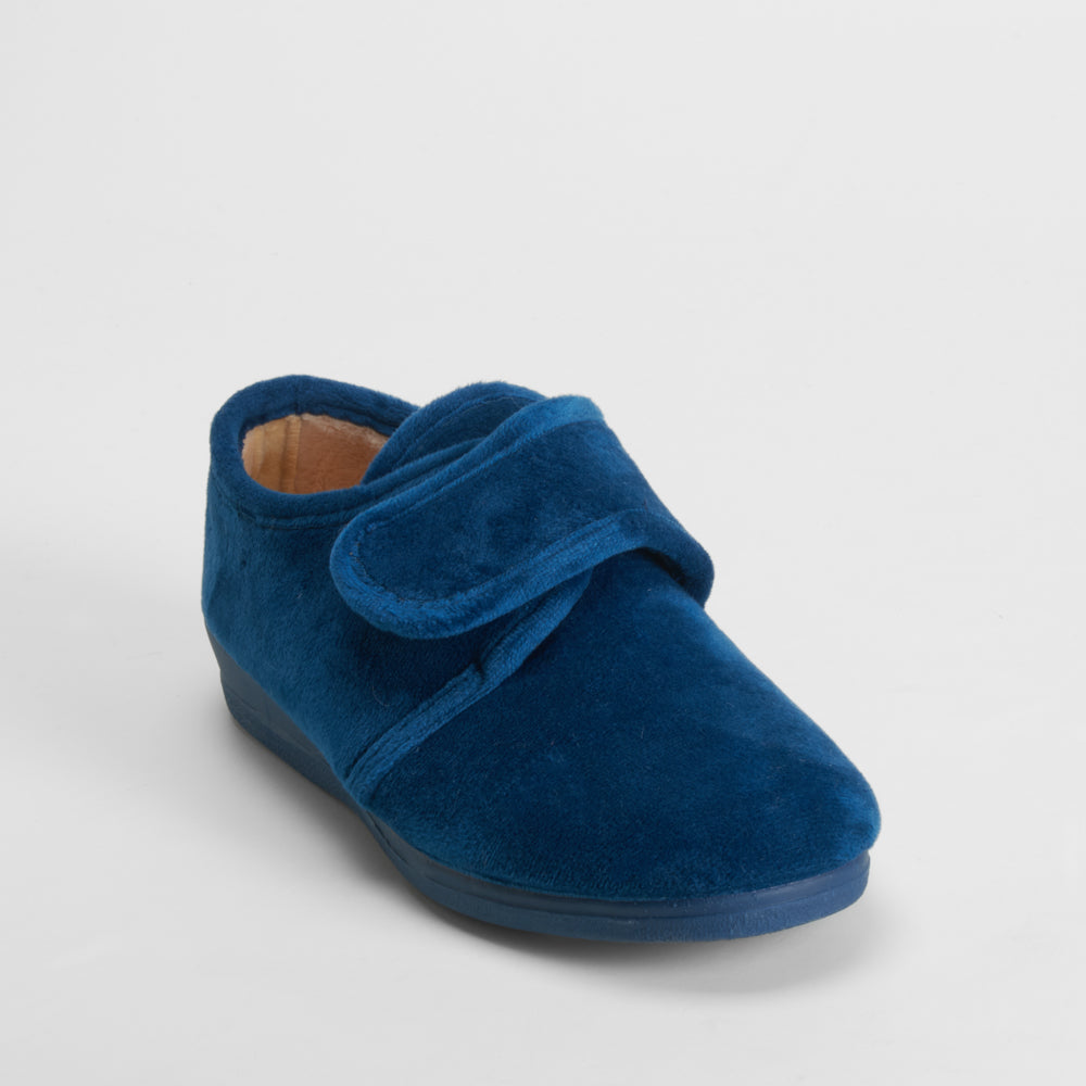 Zapatilla casa cerrada velcro azul OLYNE