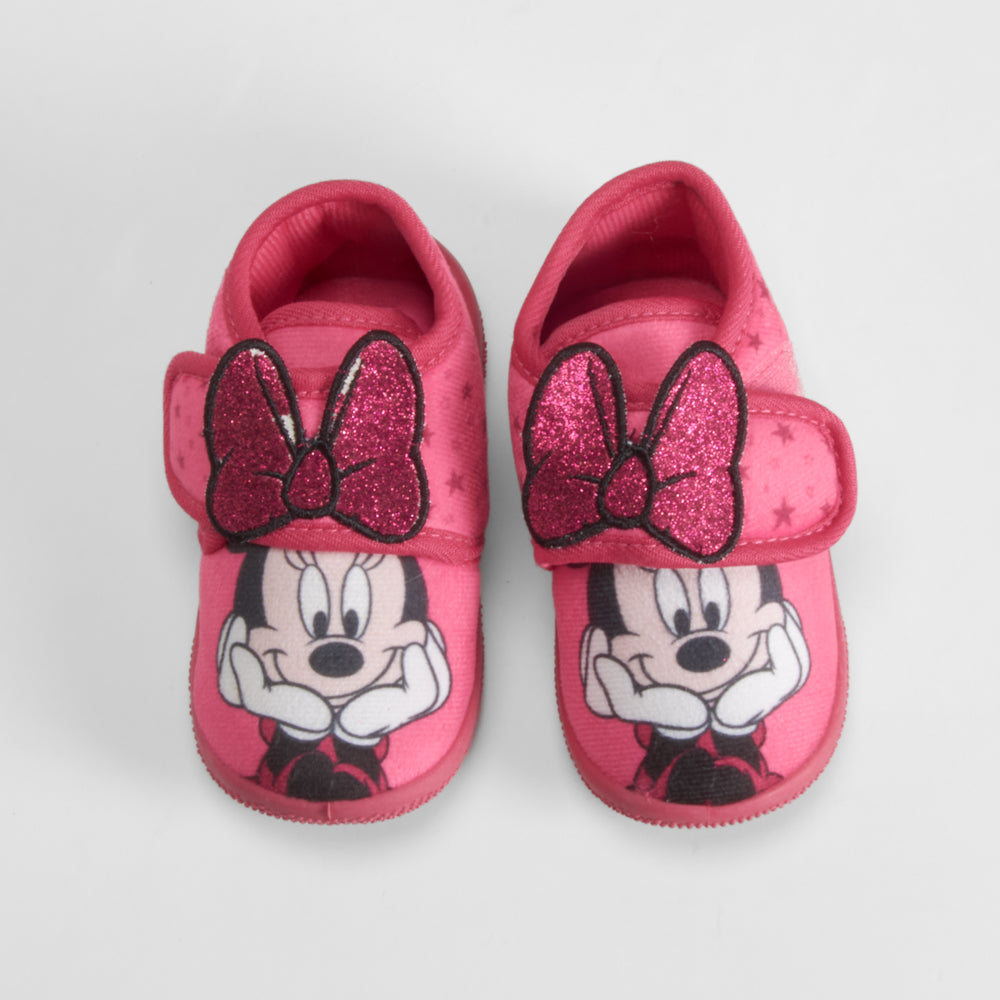 Zapatilla casa cerrada velcro bebé fuxia MINNIE