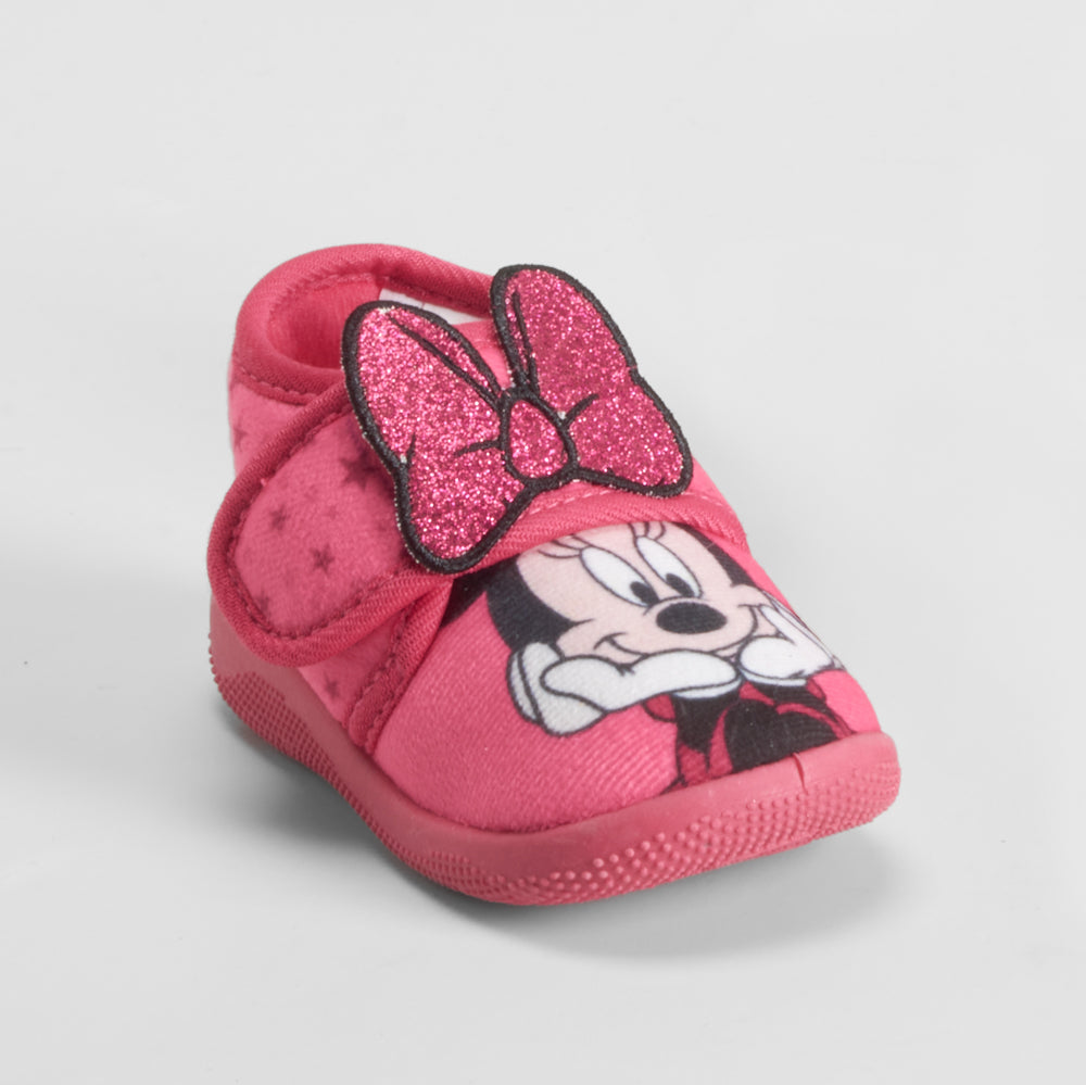 Zapatilla casa cerrada velcro bebé fuxia MINNIE