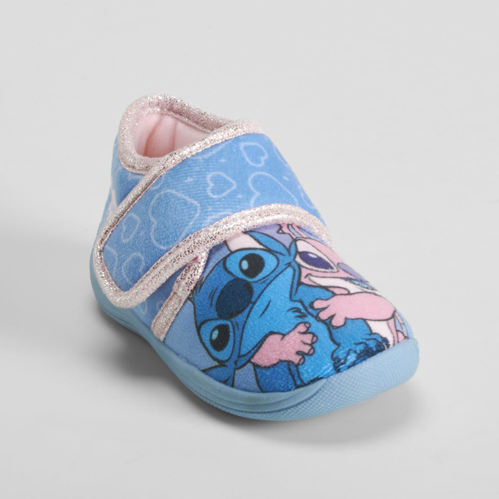 Zapatilla casa cerrada velcro bebé azul STITCH