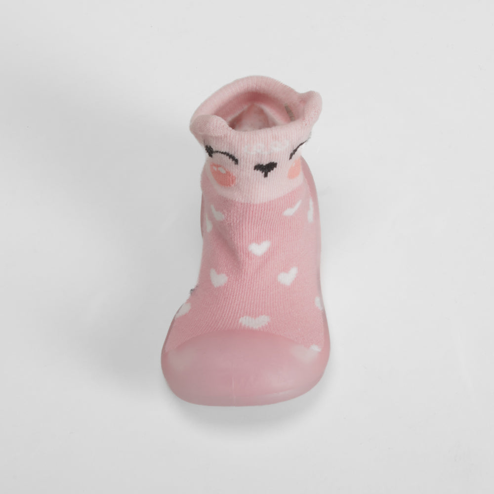 Calcetín antideslizante corazones rosa OLYNE