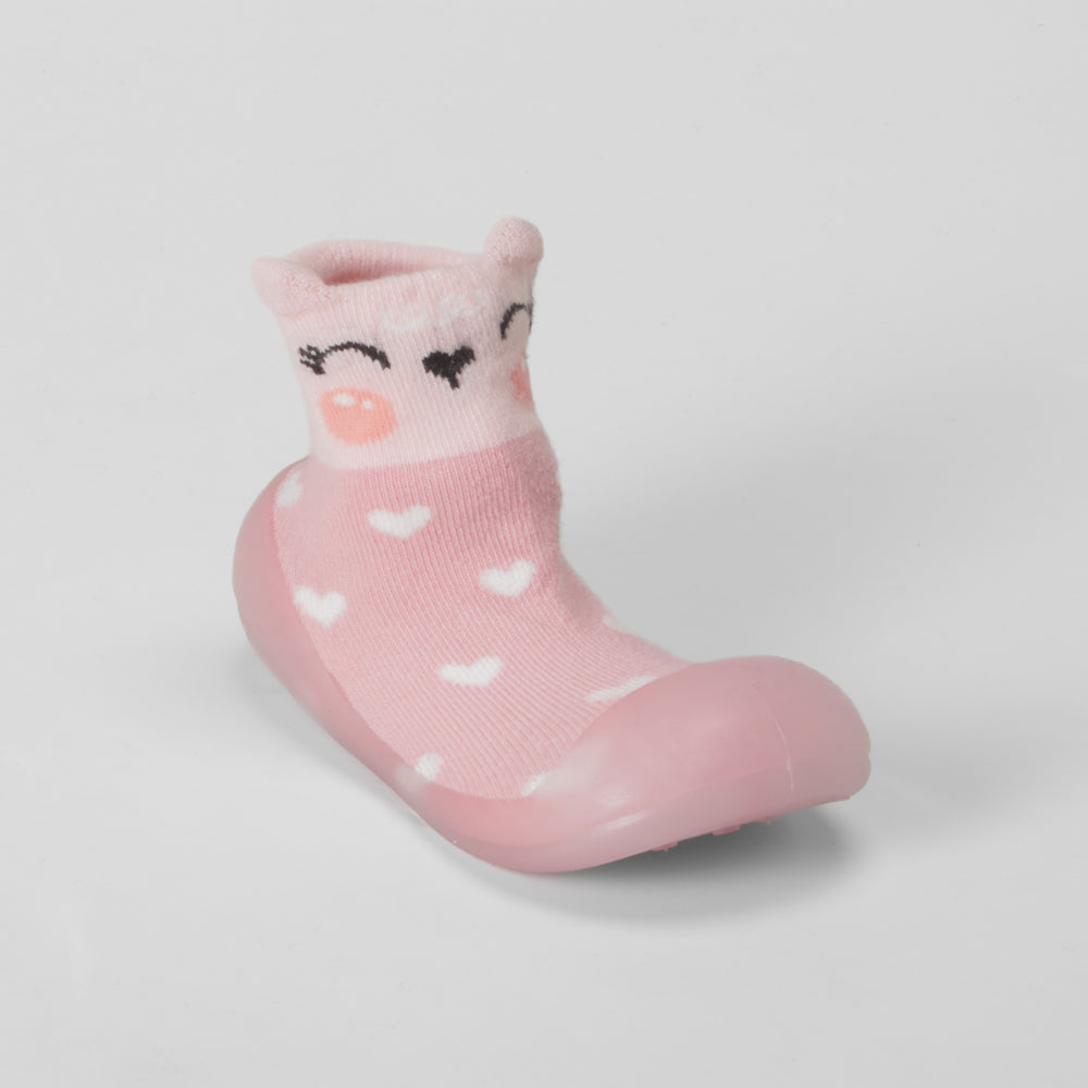 Calcetín antideslizante corazones rosa OLYNE