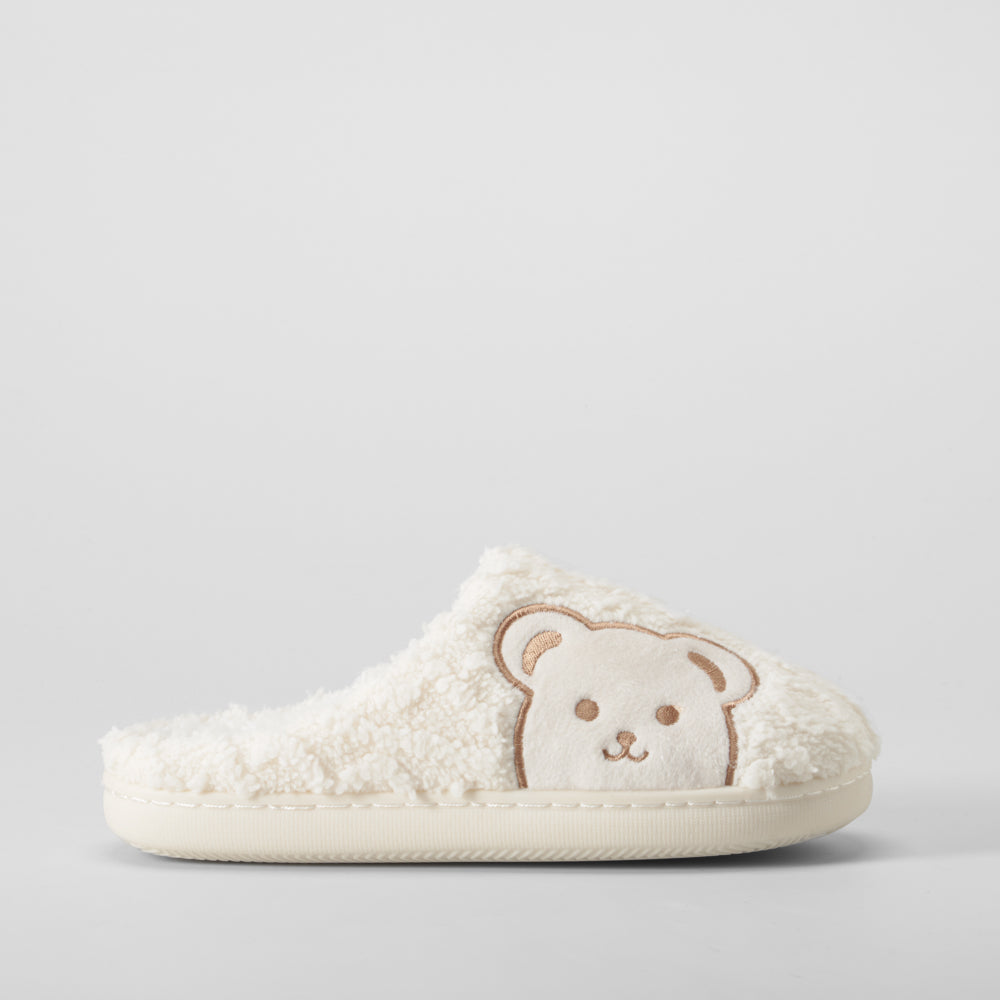 Zapatilla casa pelo osito blanca OLYNE