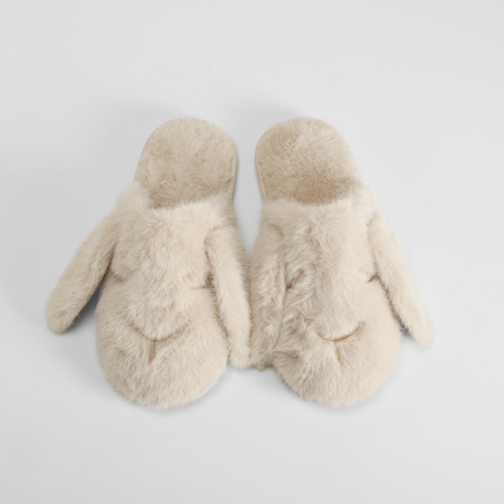 Zapatilla casa pelo conejo beige OLYNE
