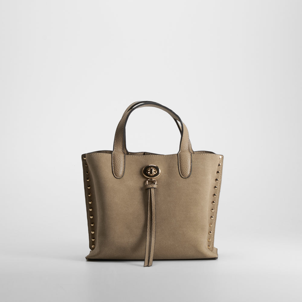 Bolso de mano tachuelas beige PICCOLA PIU