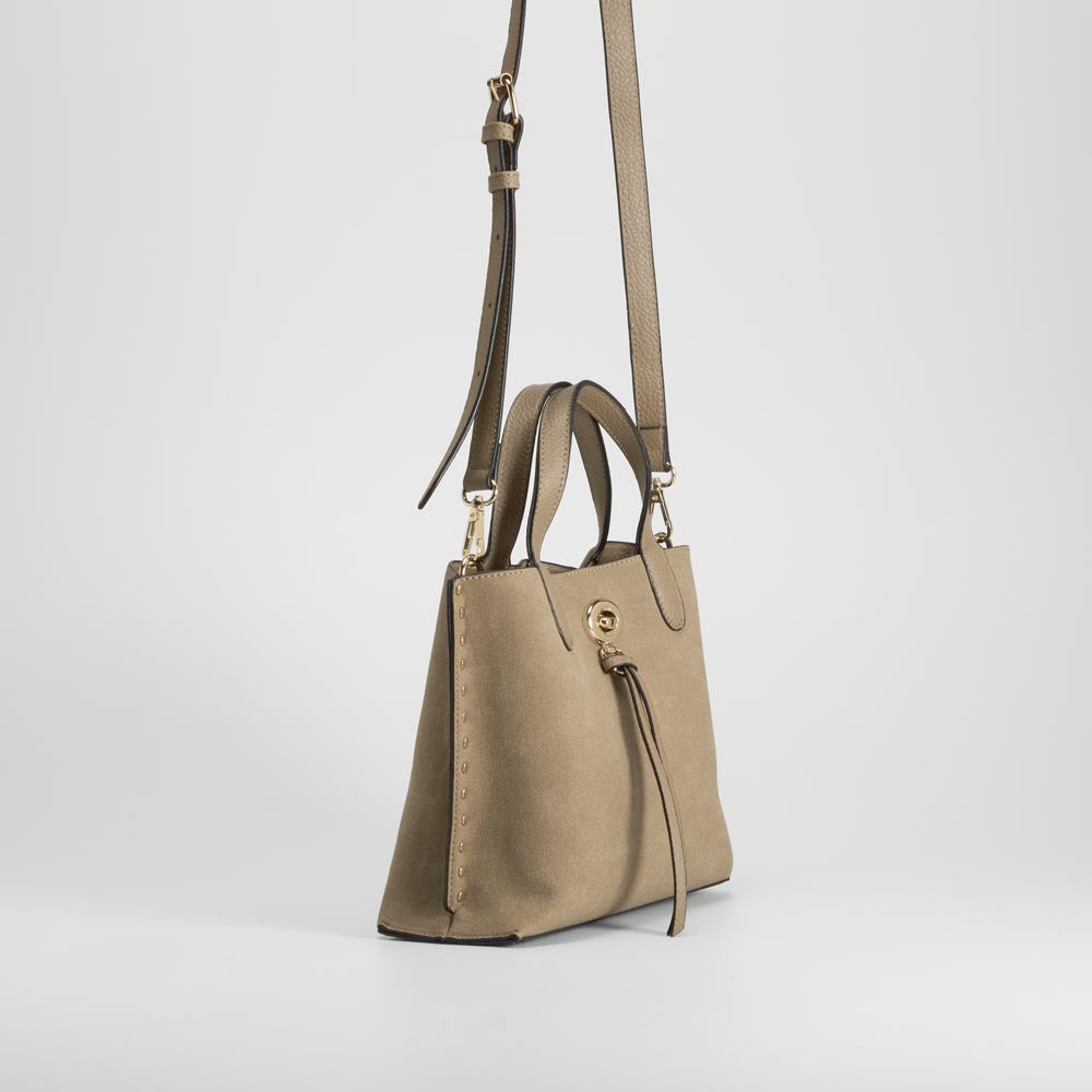 Bolso de mano tachuelas beige PICCOLA PIU