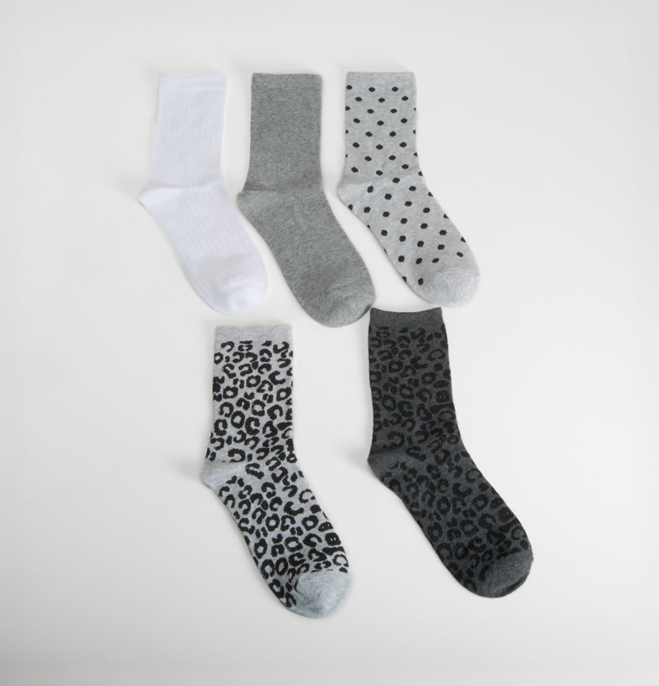 Pack 5 calcetines leopardo gris MERKAL