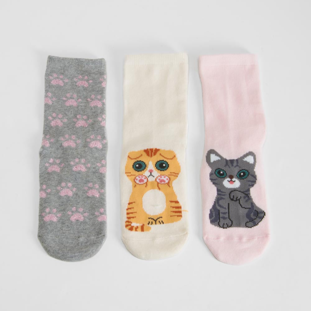 Pack 3 calcetines gatos multicolor MERKAL