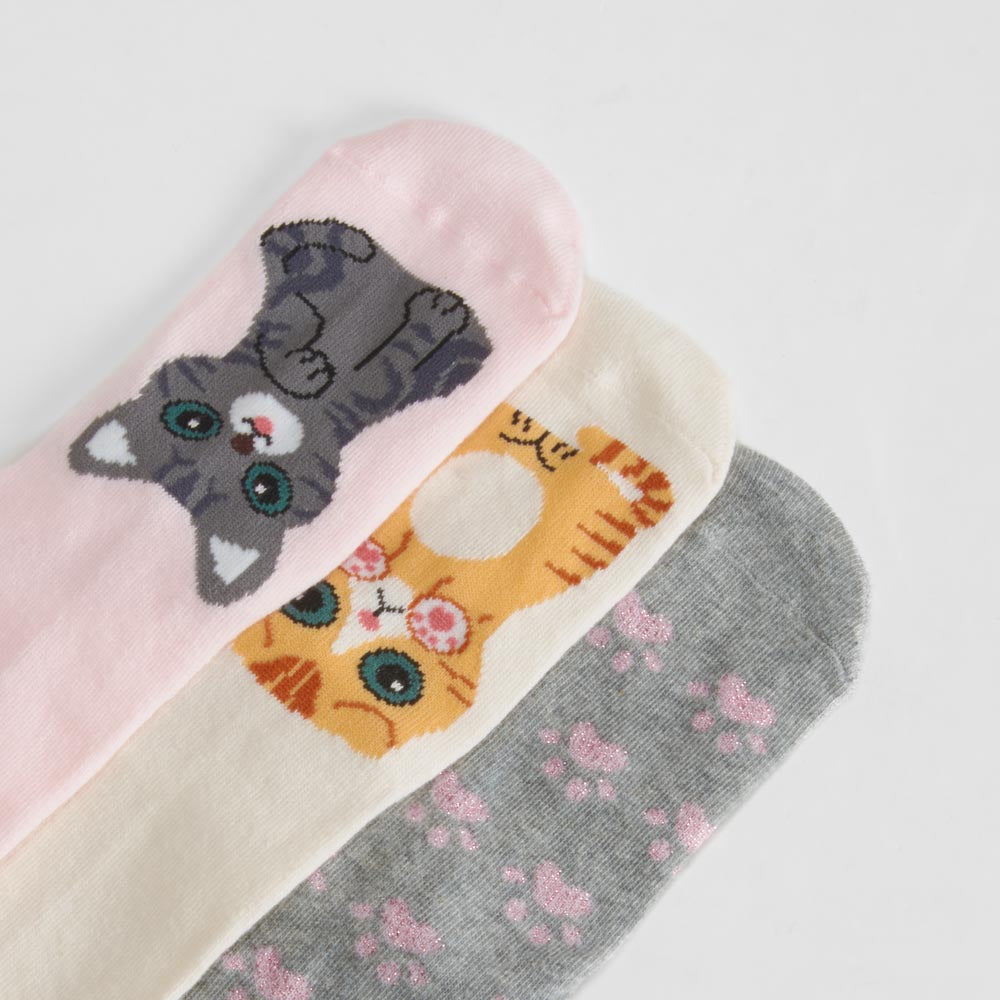 Pack 3 calcetines gatos multicolor MERKAL