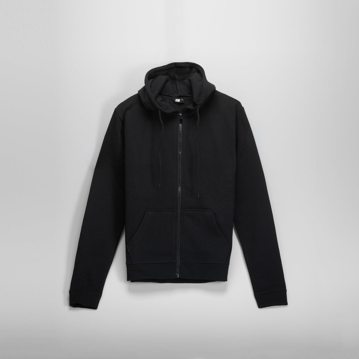 Sudadera capucha cierre cremallera negra UTWO