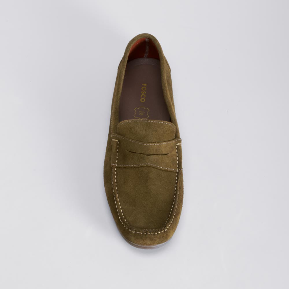 Mocasín serraje piel verde kaki FOSCO