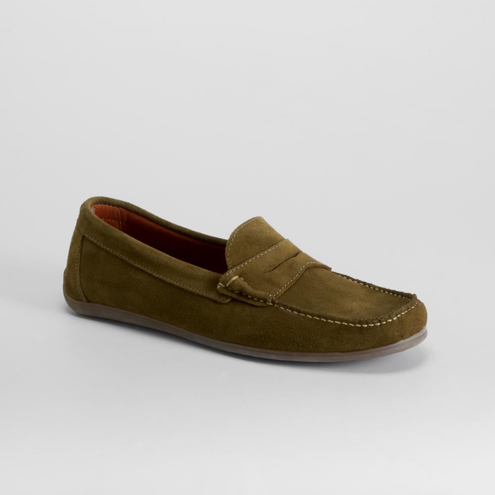 Mocasín serraje piel verde kaki FOSCO