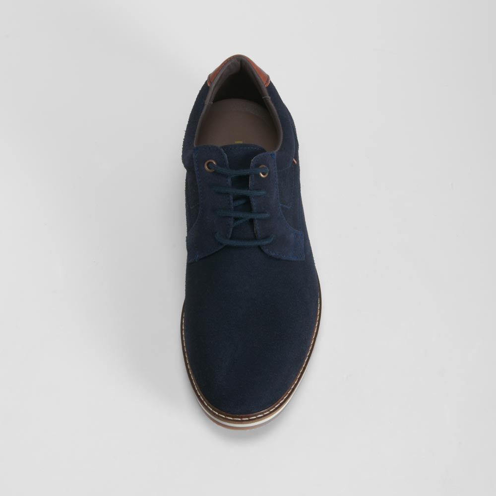 Zapato blucher serraje piel azul FOSCO