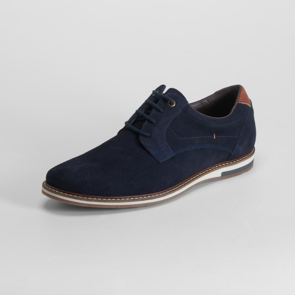 Zapato blucher serraje piel azul FOSCO