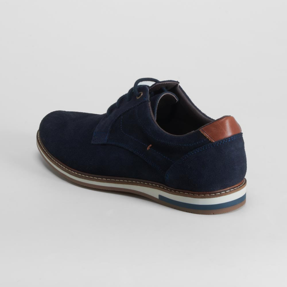 Zapato blucher serraje piel azul FOSCO