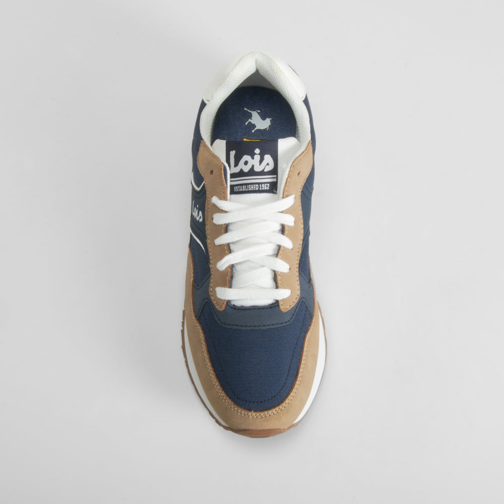 Deportiva jogger azul y marrón LOIS
