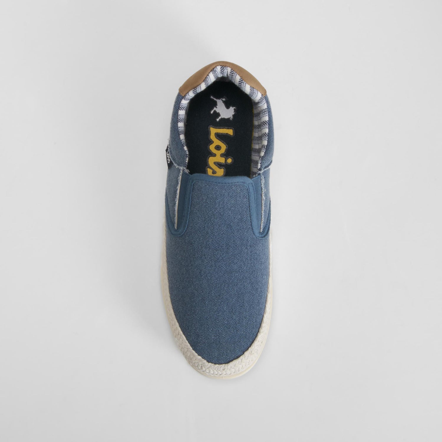 Zaptilla lona slip on yute azul LOIS