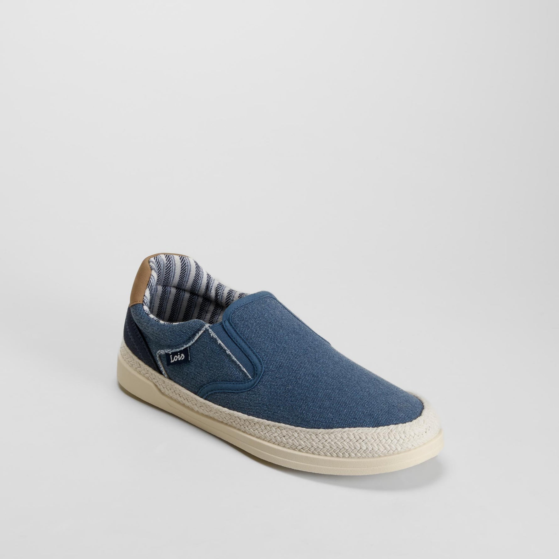Zaptilla lona slip on yute azul LOIS