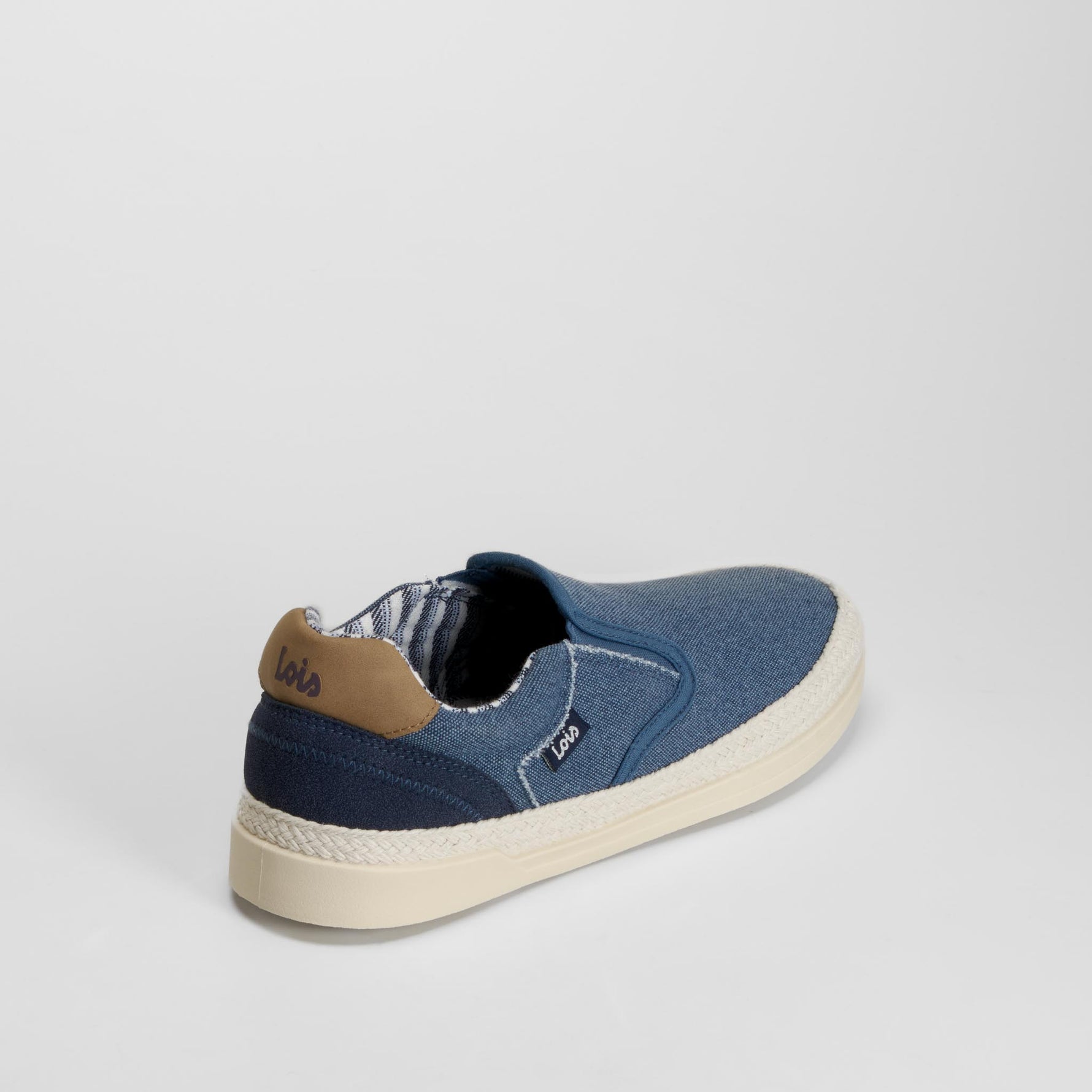 Zaptilla lona slip on yute azul LOIS