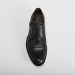 Zapato de piel negro elegante doble hebilla FOSCO