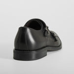Zapato de piel negro elegante doble hebilla FOSCO