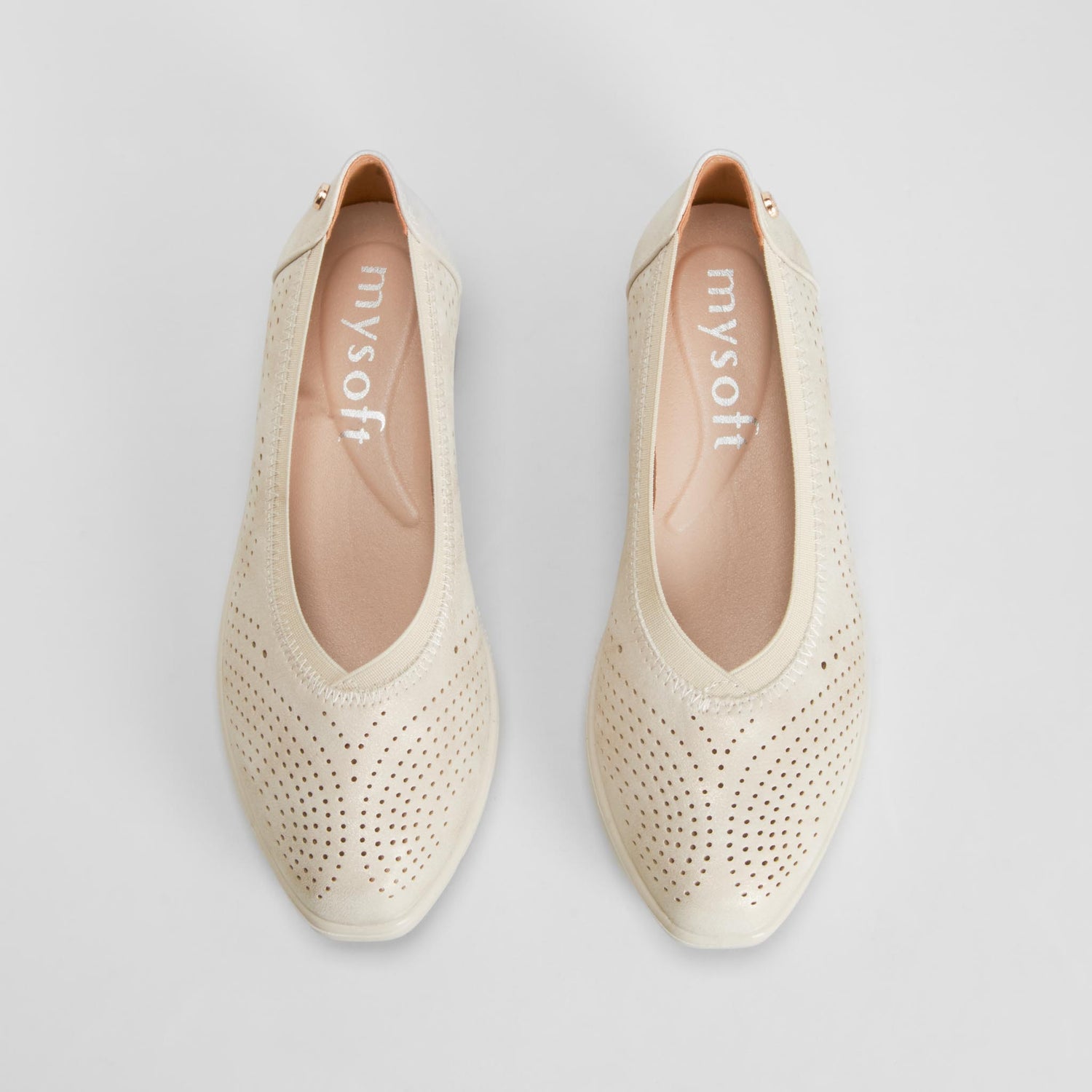 Bailarina cuña perforada confort beige MYSOFT