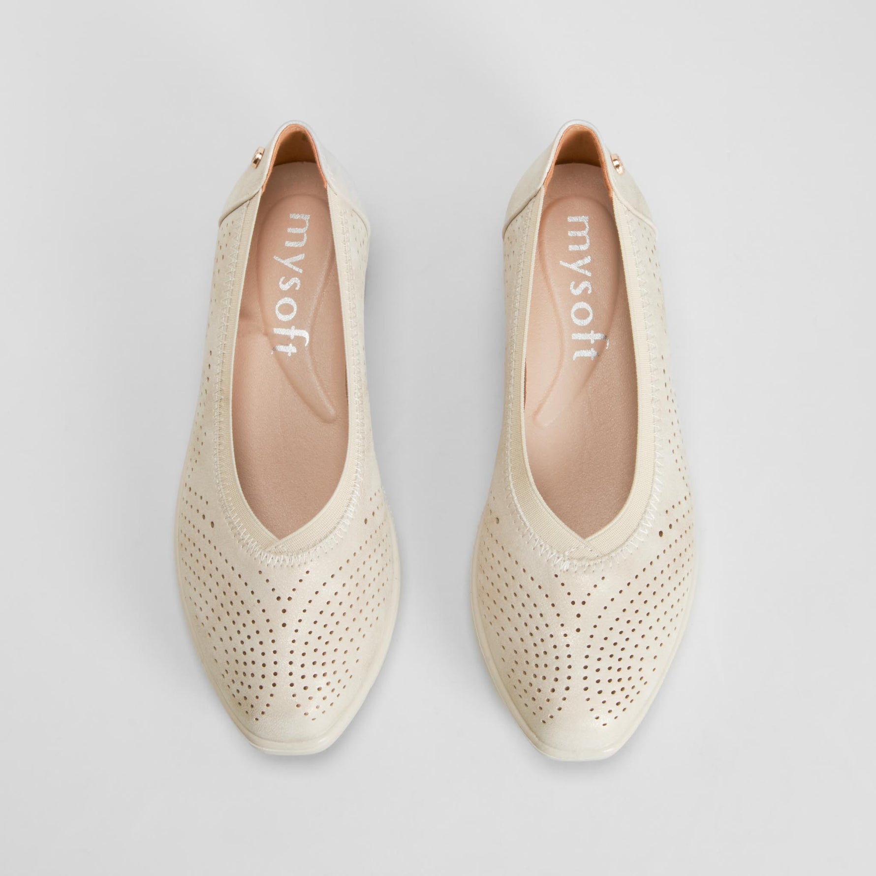 Bailarina cuña perforada confort beige MYSOFT