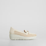 Mocasín cuña confort beige MYSOFT