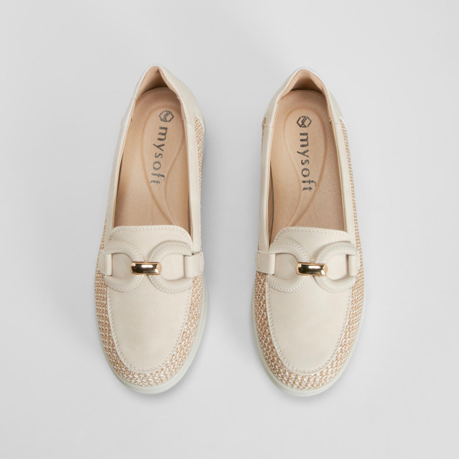 Mocasín cuña confort beige MYSOFT