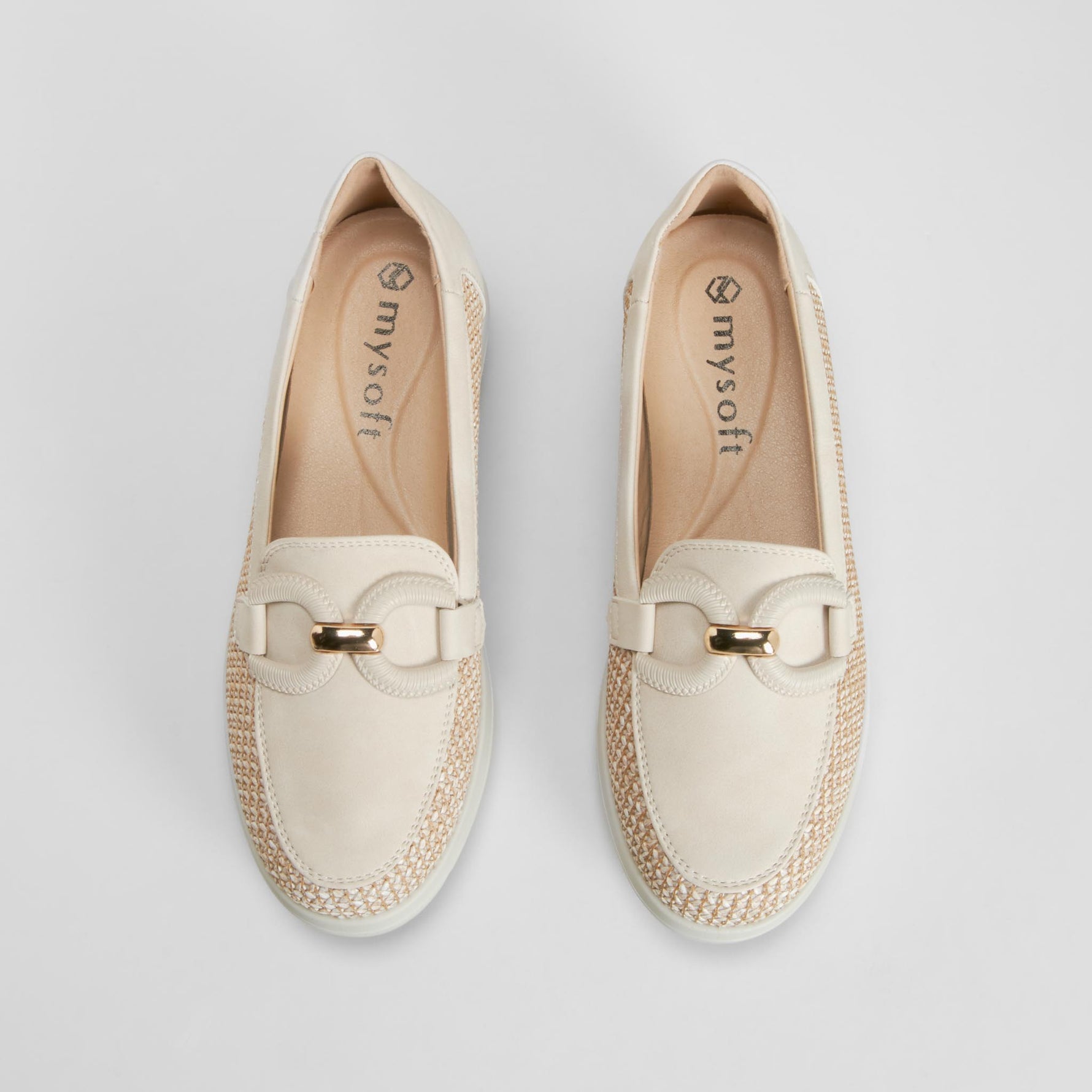 Mocasín cuña confort beige MYSOFT