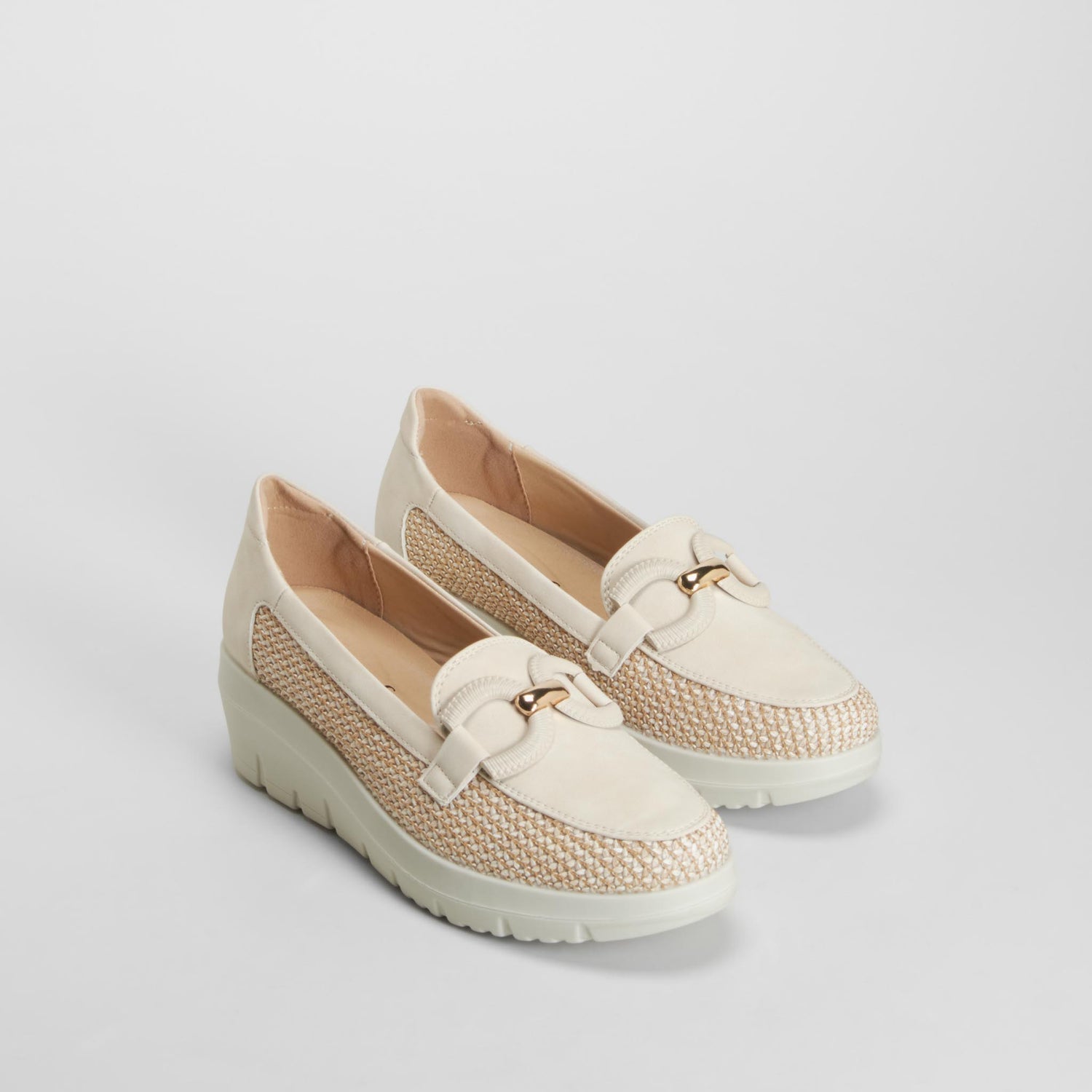 Mocasín cuña confort beige MYSOFT