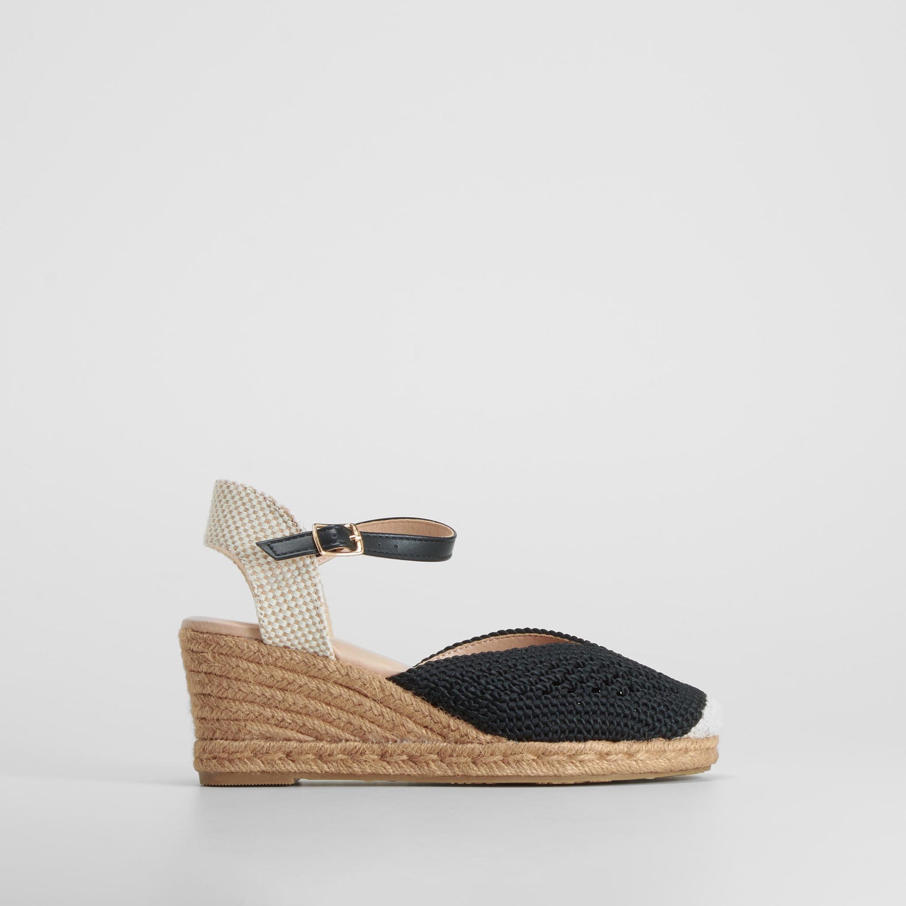 Alpargata cuña yute negro MYSOFT