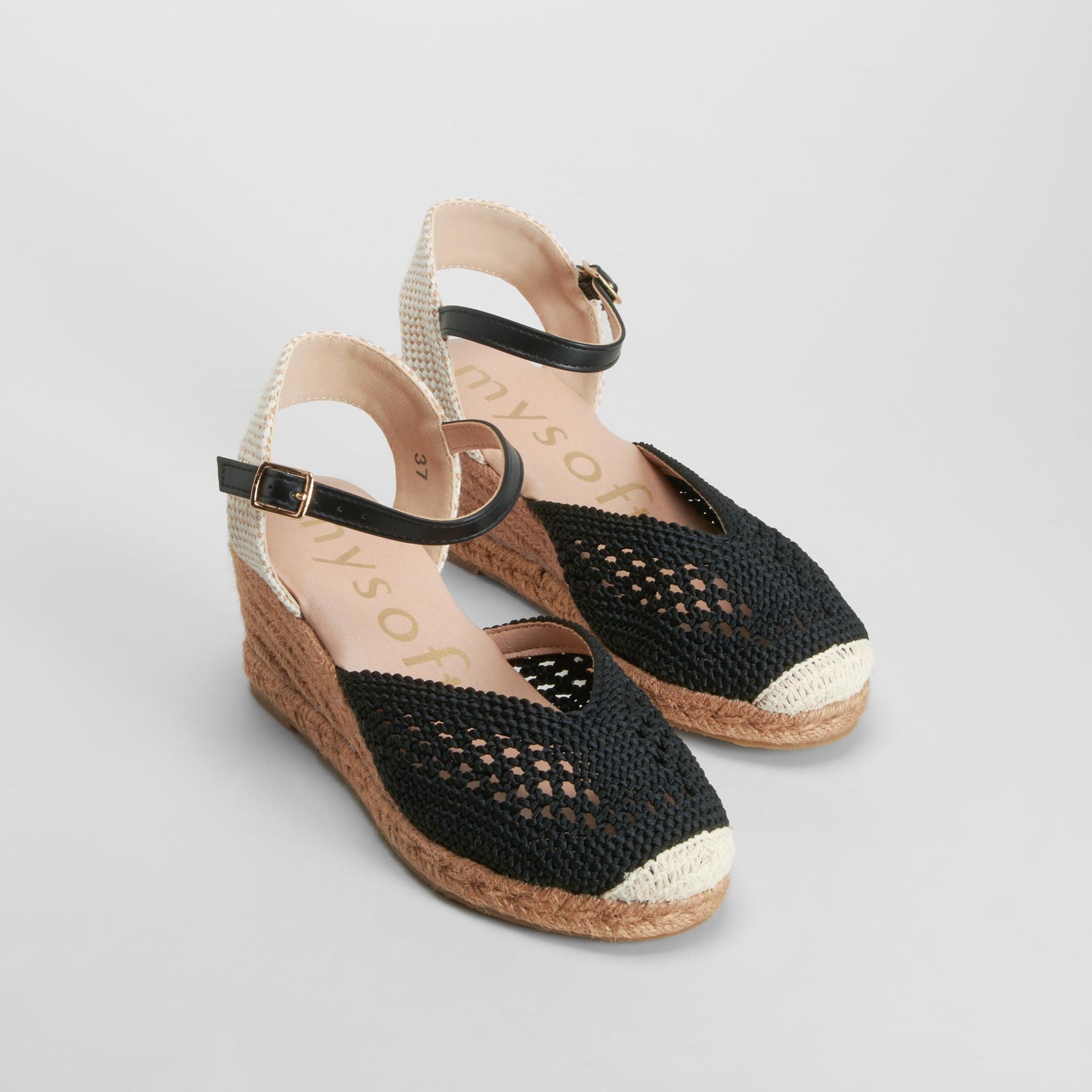 Alpargata cuña yute negro MYSOFT