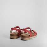 Sandalia cuña piel roja WALK AND FLY