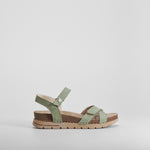 Sandalia cuña piel verde WALK AND FLY