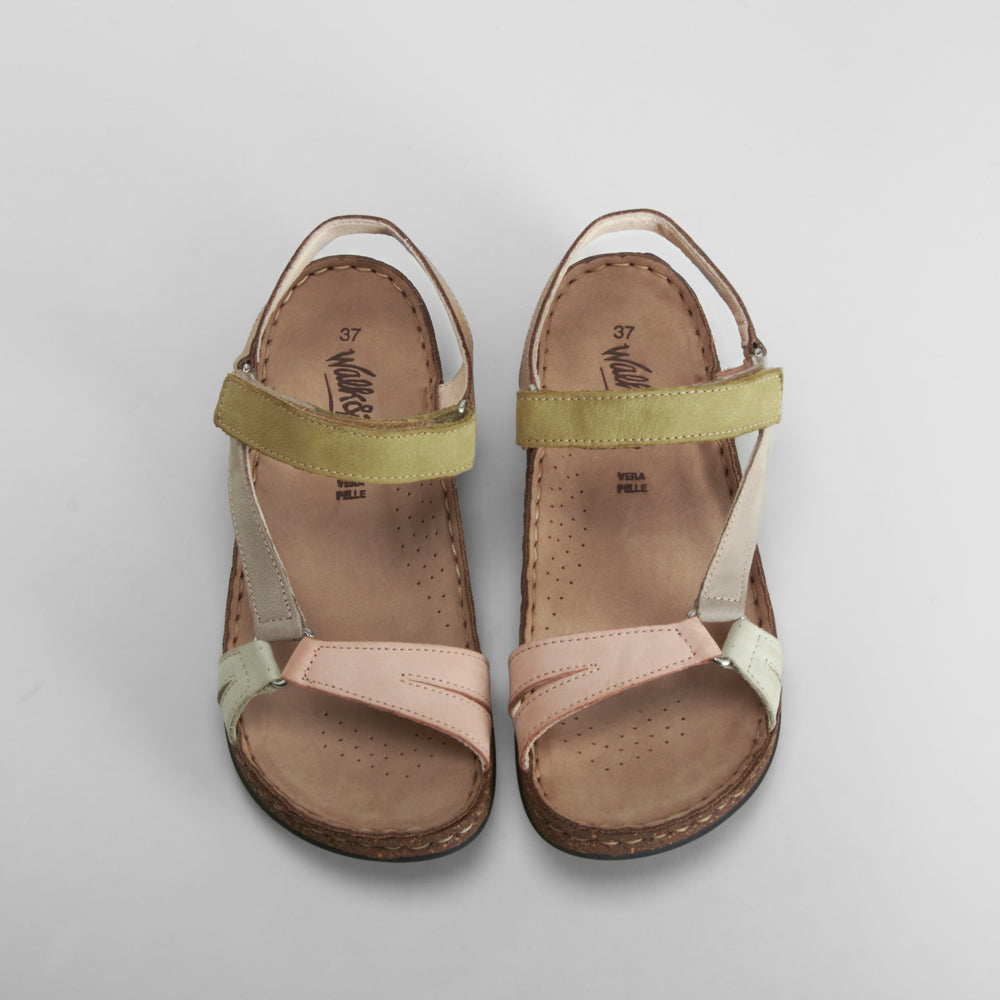 Sandalia tira lateral piel multicolor WALK AND FLY