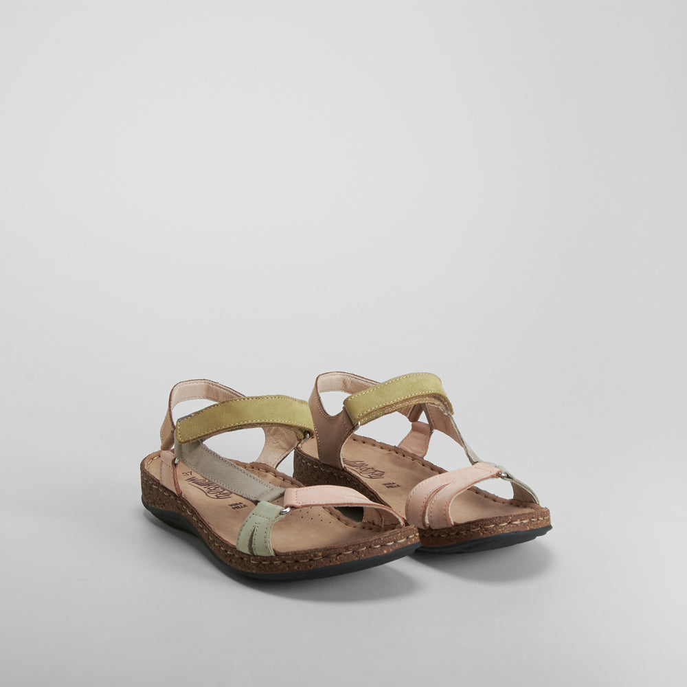 Sandalia tira lateral piel multicolor WALK AND FLY