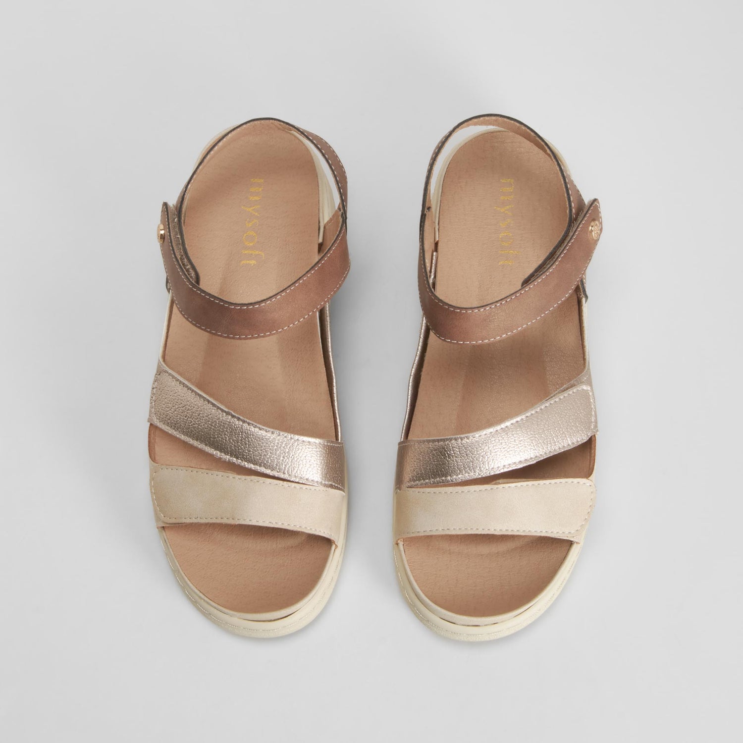Sandalia cuña tiras beige MYSOFT