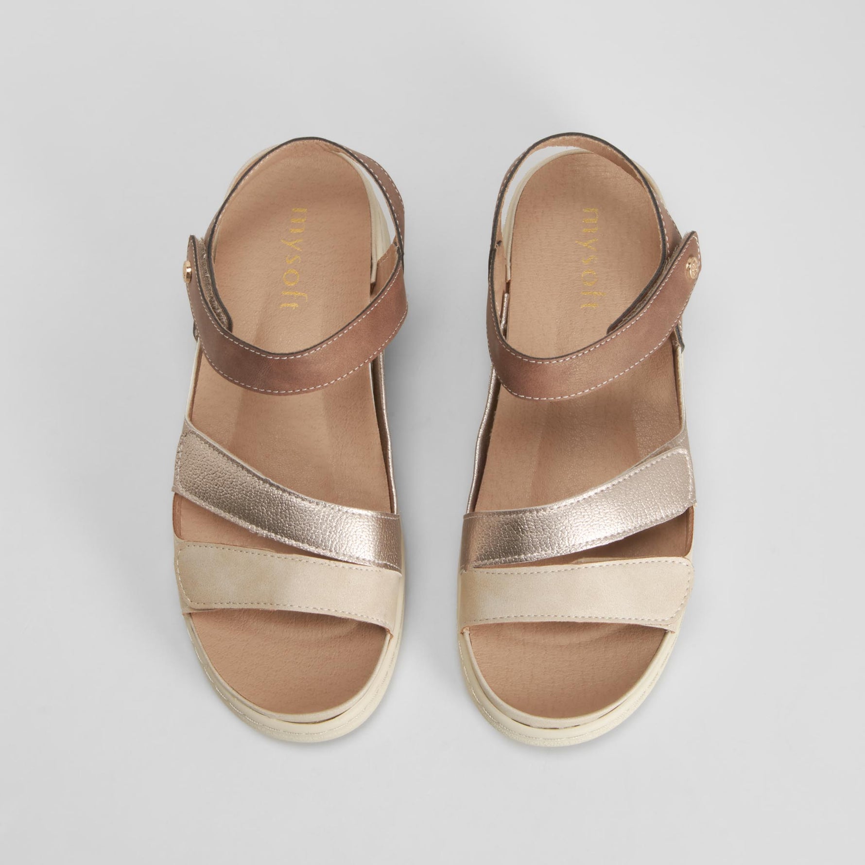 Sandalia cuña tiras beige MYSOFT